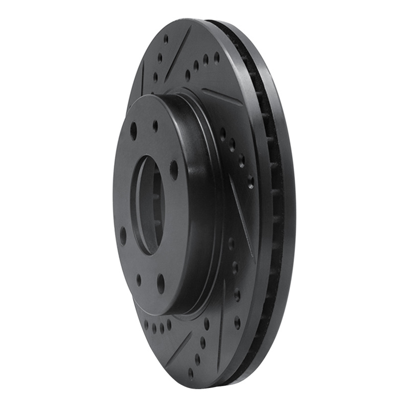 Hyundai Sonata Brake Rotor (1) - Front Left - R1 Concepts - Drilled & Slotted - Black - `01-`03